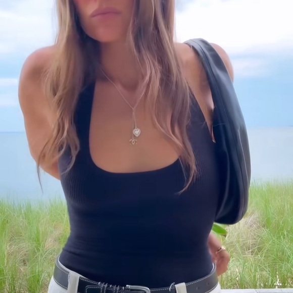 Crystal Pearl CC Heart Drop Necklace Gold White - Picture 11 of 16